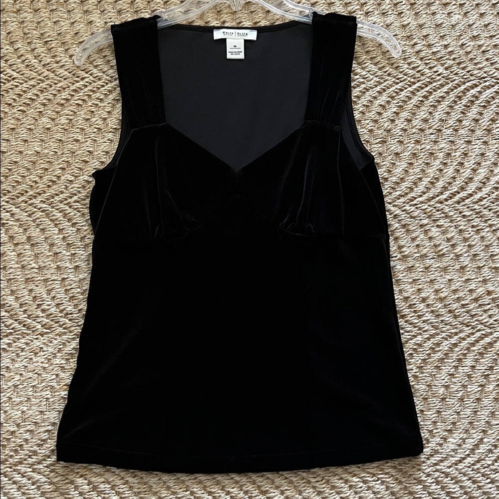 White House Black Market Velvet Black Tank Top Med